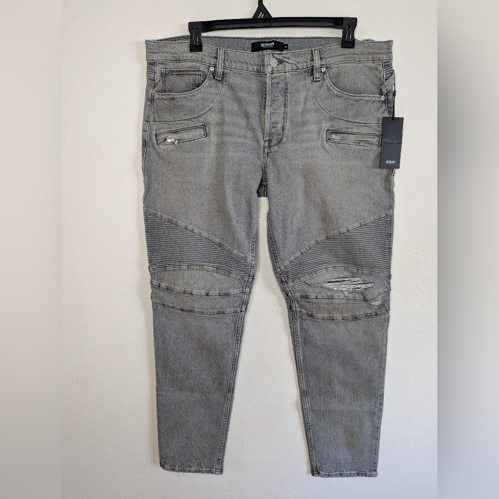 NWT Hudson Jeans Blinder Biker Skinny Distressed Splatter Jeans Men's Size 40